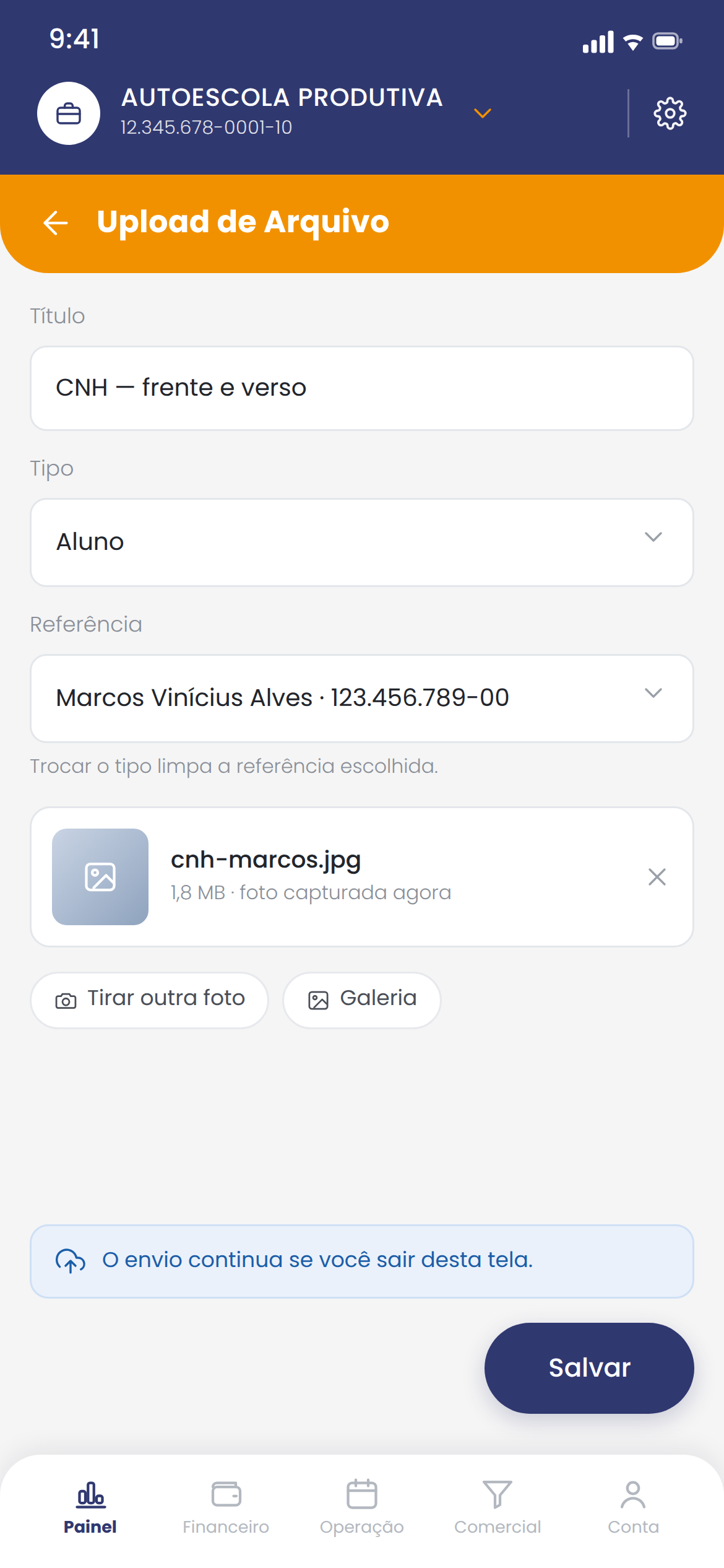 Upload de arquivo