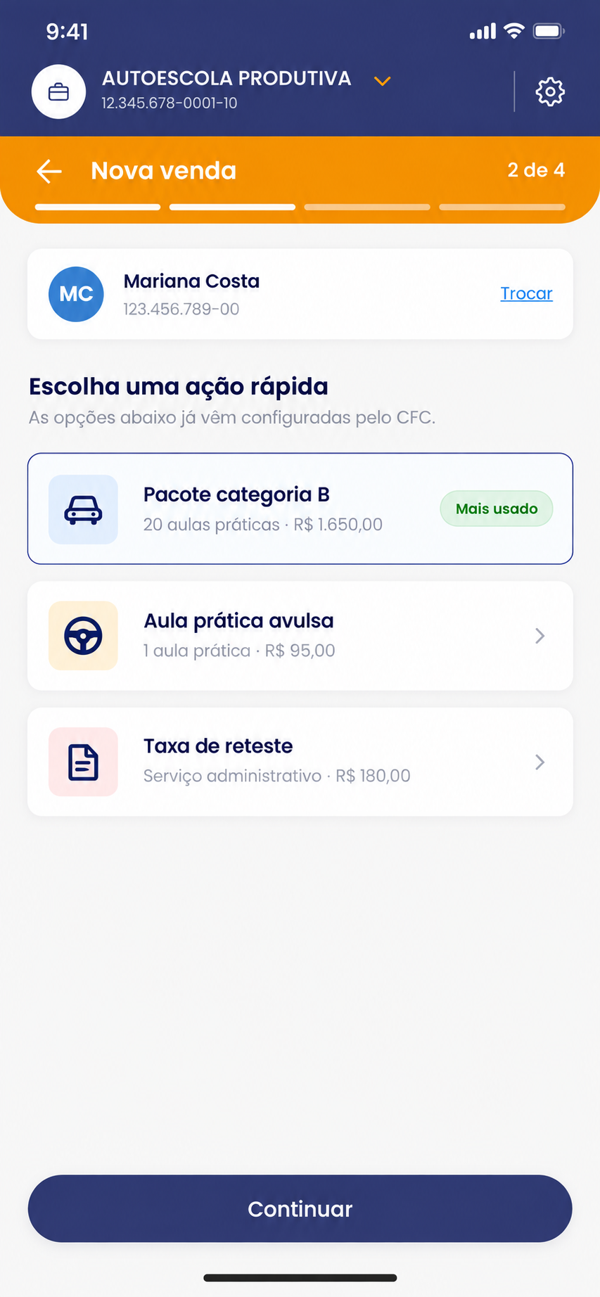 Escolher a Ação rápida