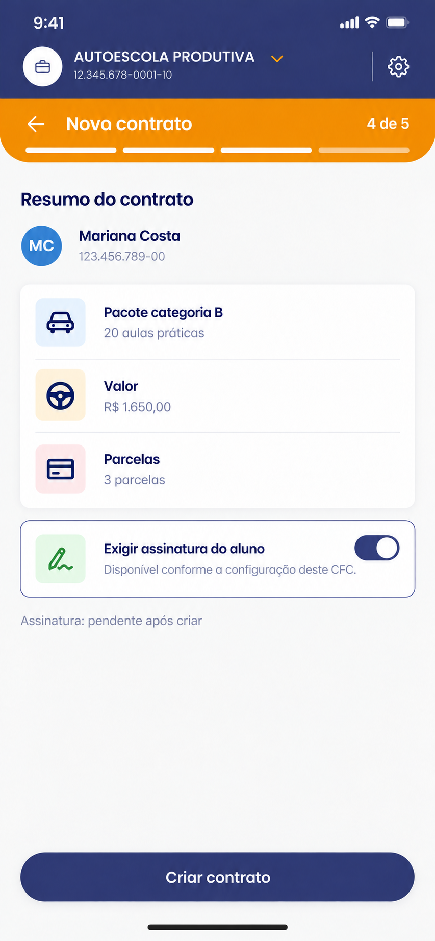 Solicitar assinatura